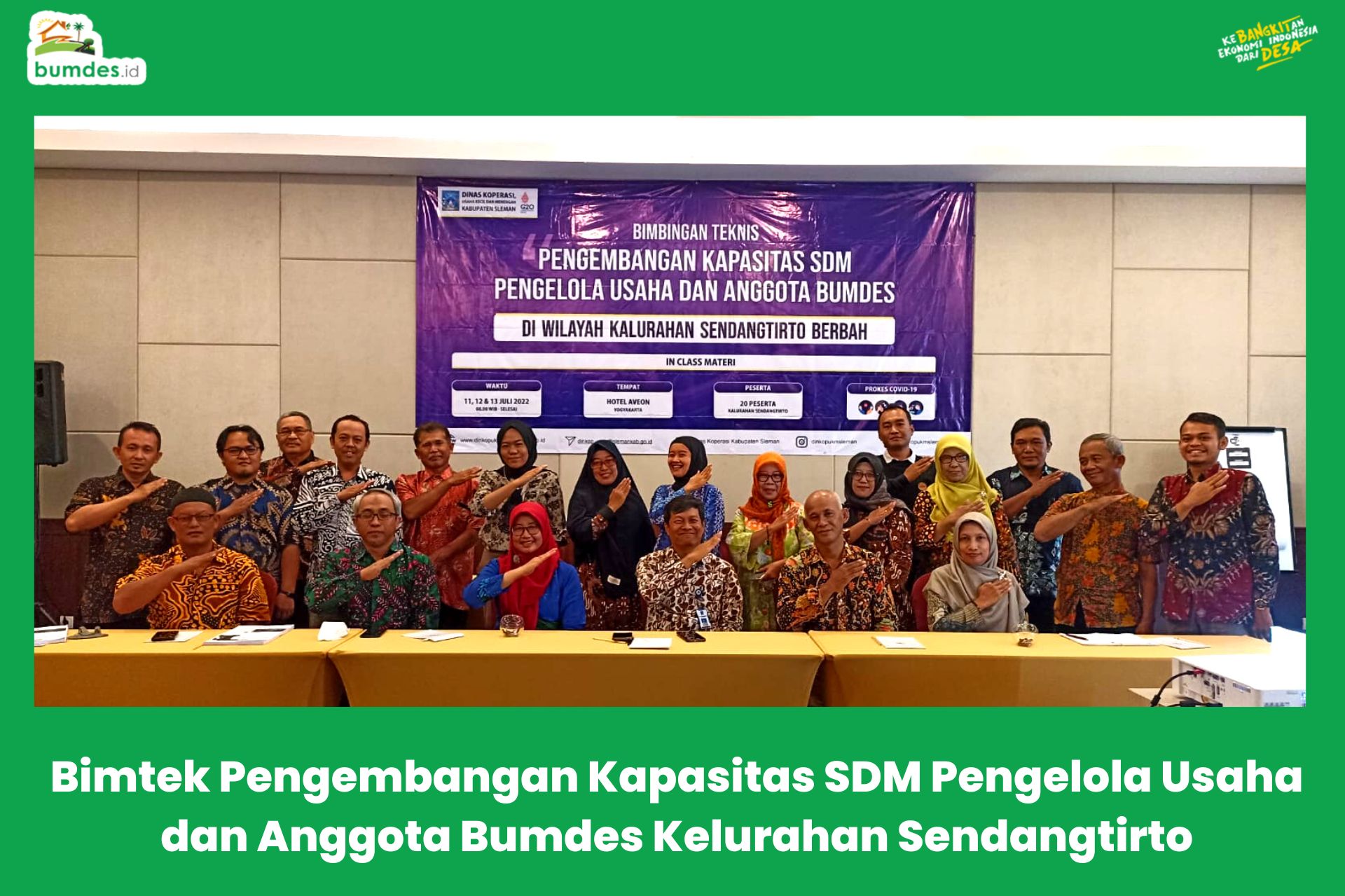 Bimtek Pengembangan Kapasitas SDM Pengelola Usaha dan Anggota Bumdes Kelurahan Sendangtirto