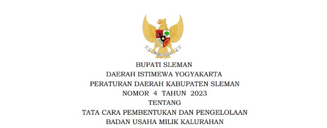 Menelaah Perda No. 4 Tahun 2023 : BUM Kalurahan di Sleman